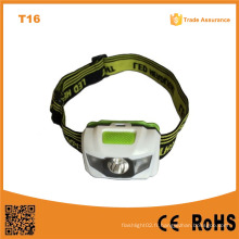 Vert / Orange / Gris T16 Matériau ABS multicolore Haute puissance 1W + 2 LED rouge SMD LED 3xaaa Lampe frontale